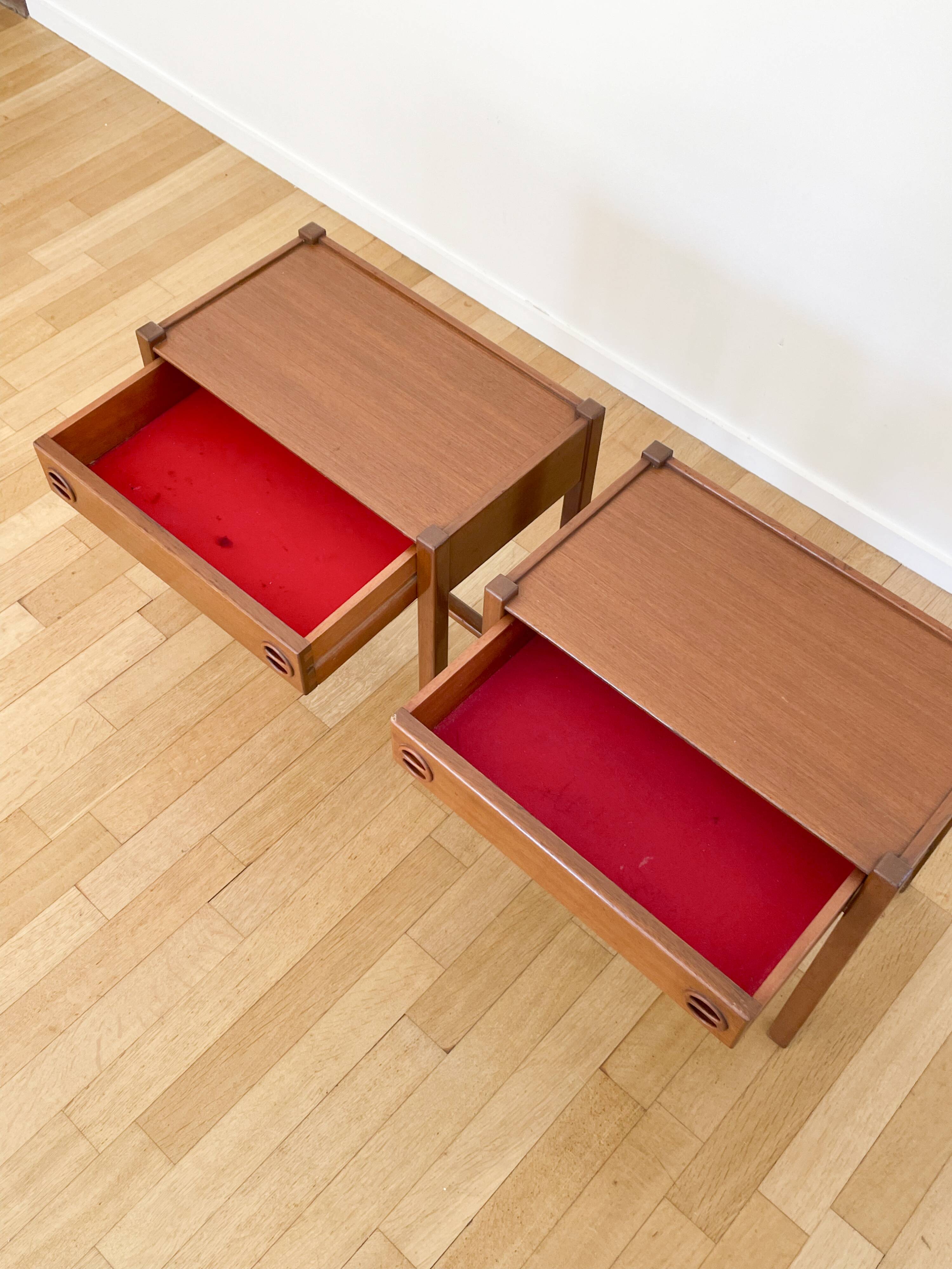 Pair of Scandinavian wooden bedside tables, 1960s