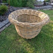 Round pot cover "King size" in rattan/vintage 70 years