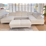 Panoramic sofa design white and ottoman new condition