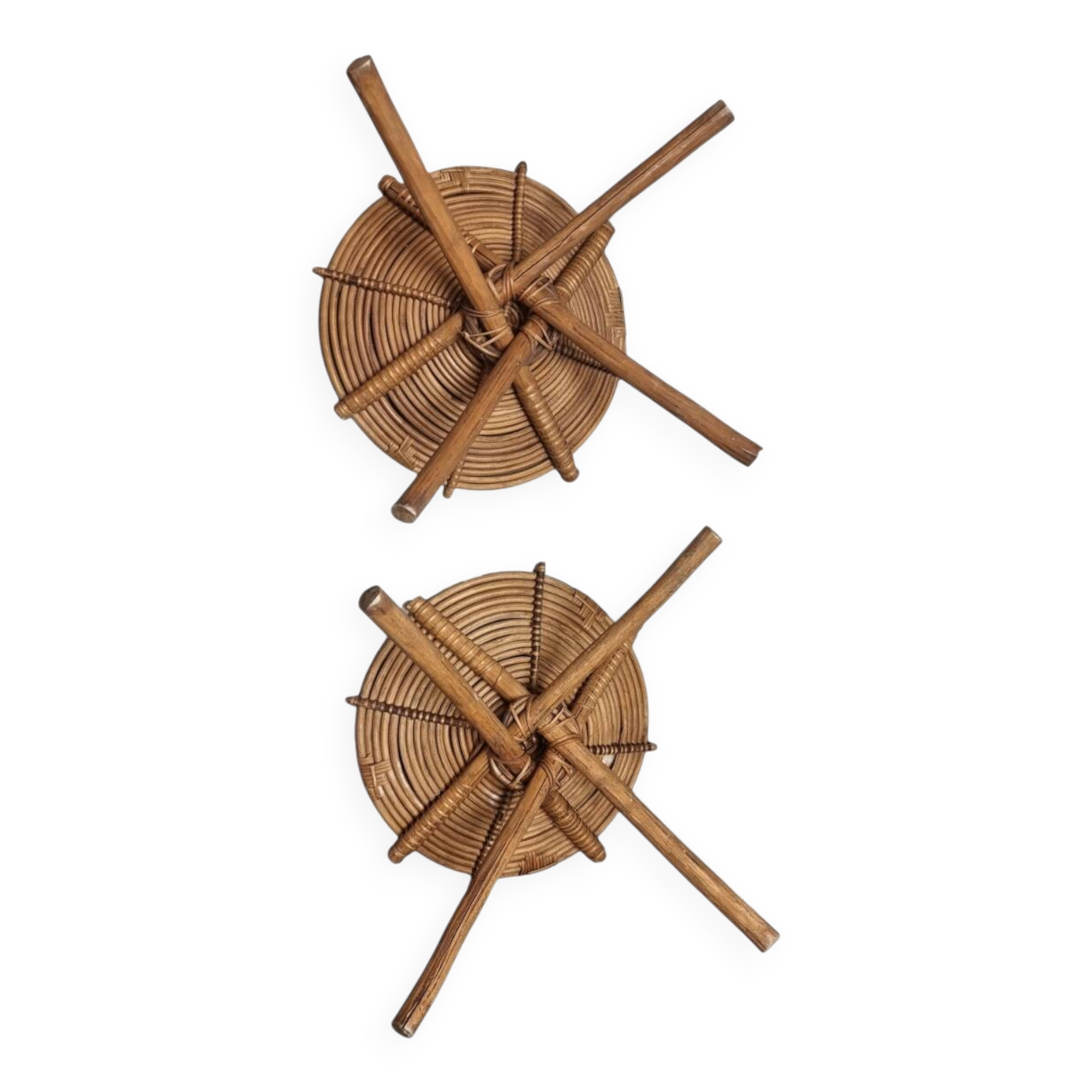 Vintage African Rattan Stools, 190s