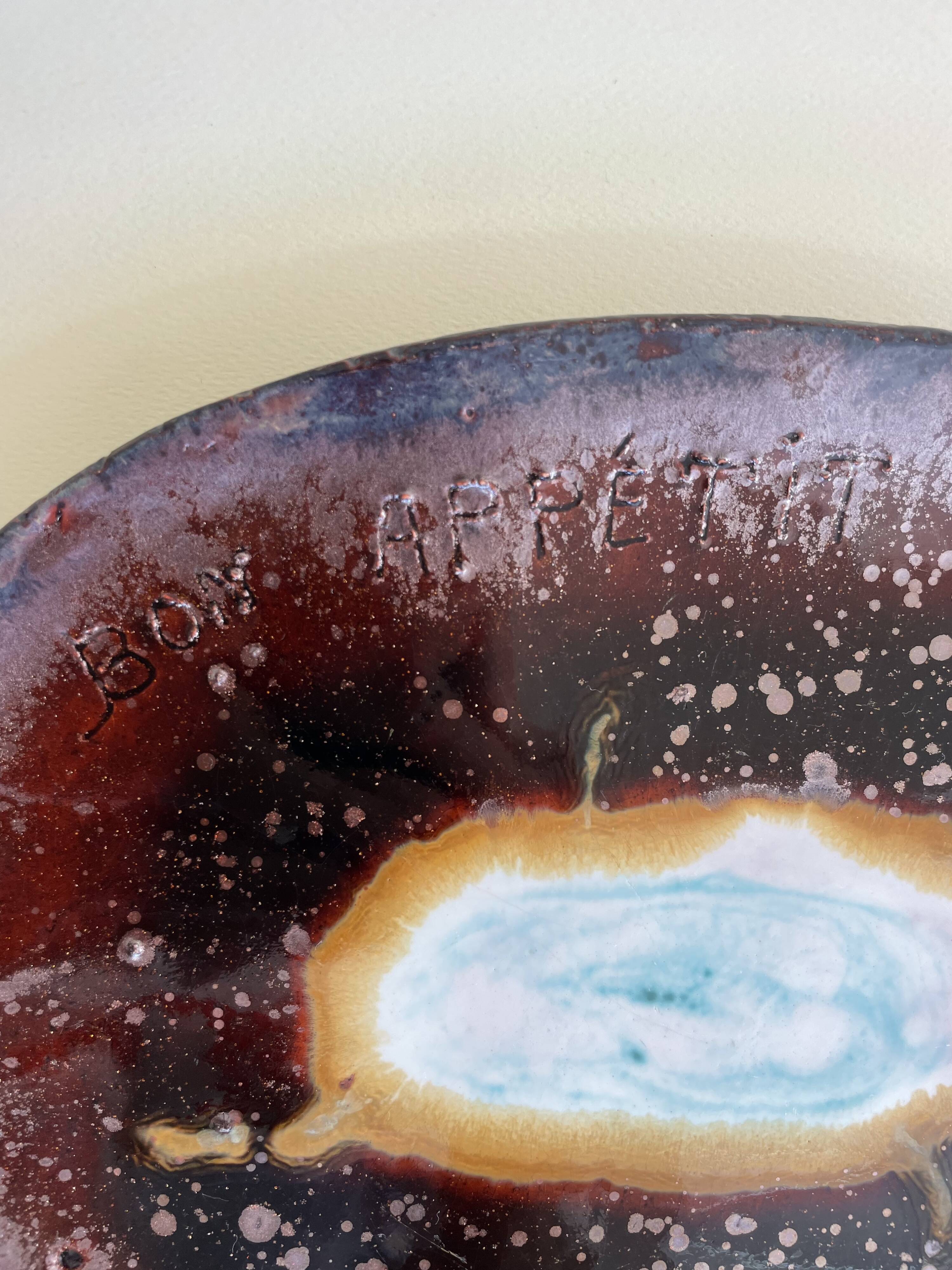 "Bon Appétit" Volcano Glazed Ceramic Dish