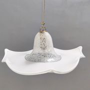 White Murano Glass Pendant Marked La Murrina, Italy, 1980s