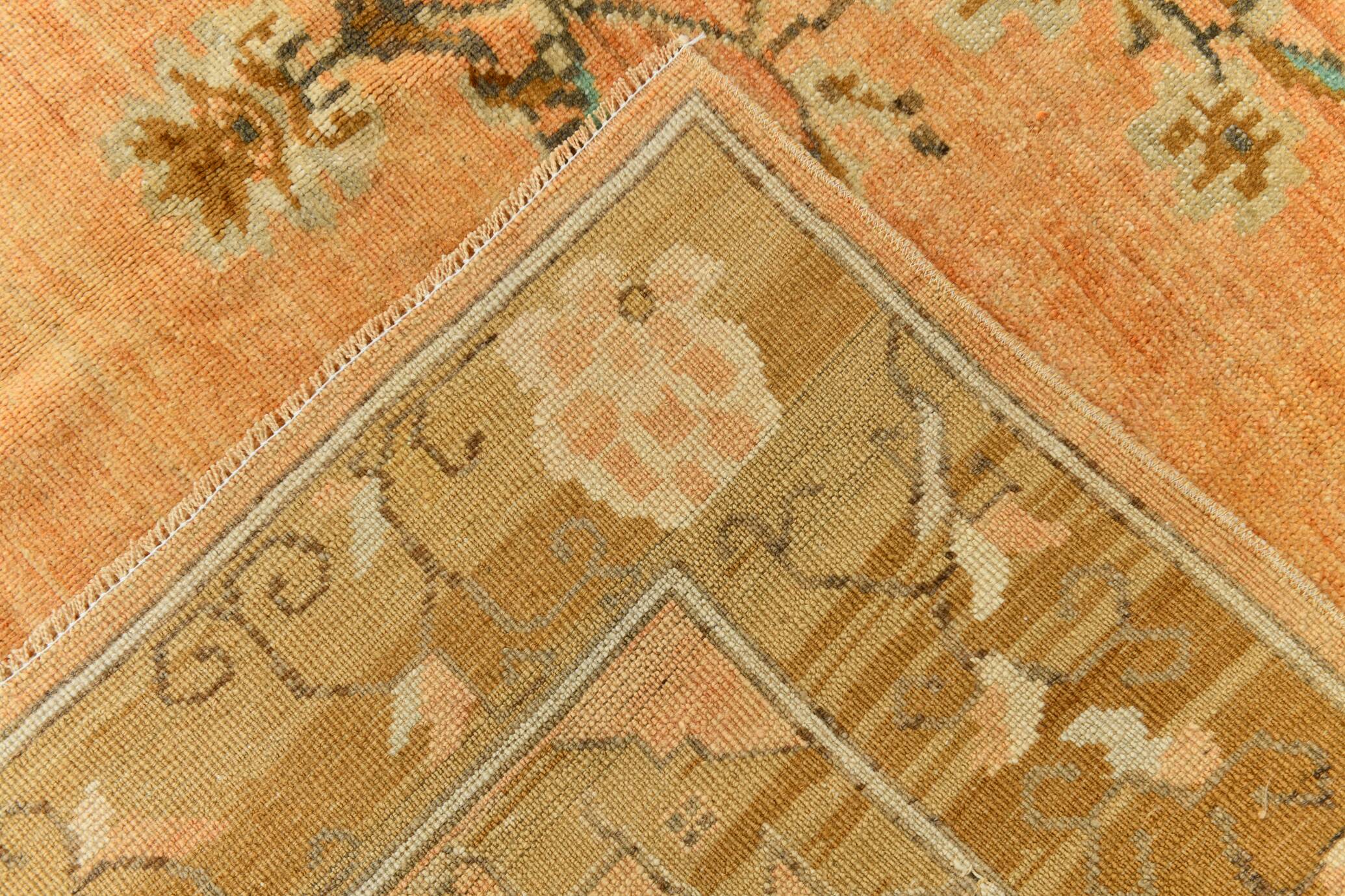 7x10 Peach & Brown Classic Persian Rug, 204x313Cm