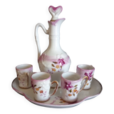 Spirits service for 4 people (6 pieces) in Paris porcelain, signed and numbered