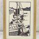 Lithograph print artist's proof signed Mr.Grimaud boat at dock