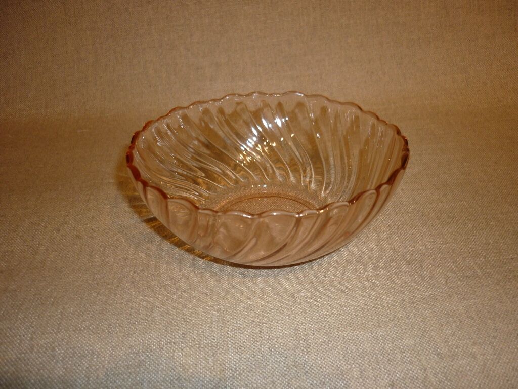 Ridged pink glass cup