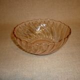 Ridged pink glass cup