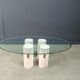 Vintage travertine and glass coffee table, 1970s
