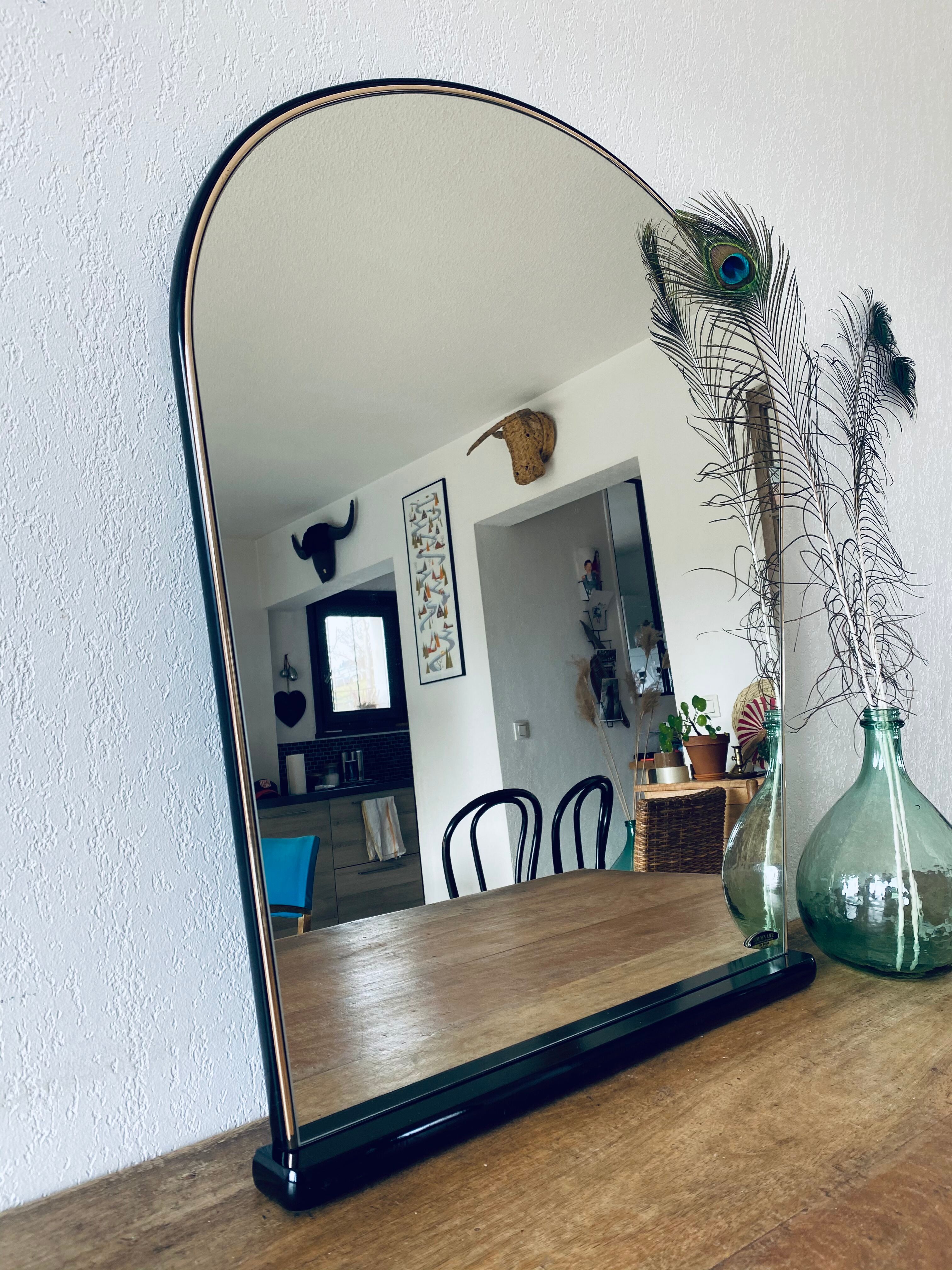 Black and gold art deco mirror - 81x69cm