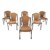 Set of 6 Abanica chairs in wicker by Oscar Tusquets for Aleph, 1990s