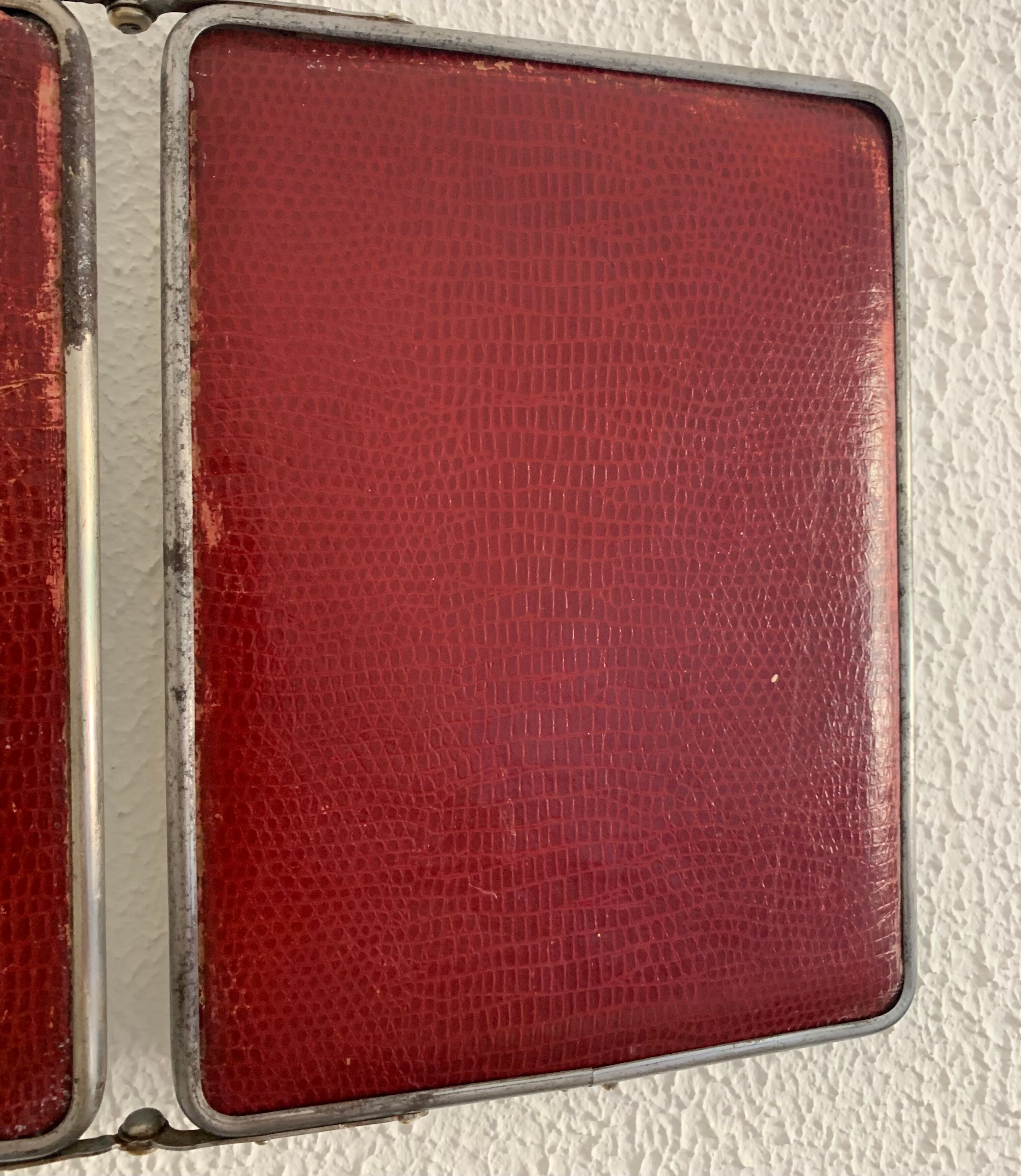 Vintage mirror 1950 triptych beveled purple barber - 25 x 58 cm