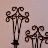 Pair of vintage black metal sconces