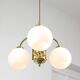 Lustre Mid-Century en Laiton et Opaline, Italie
