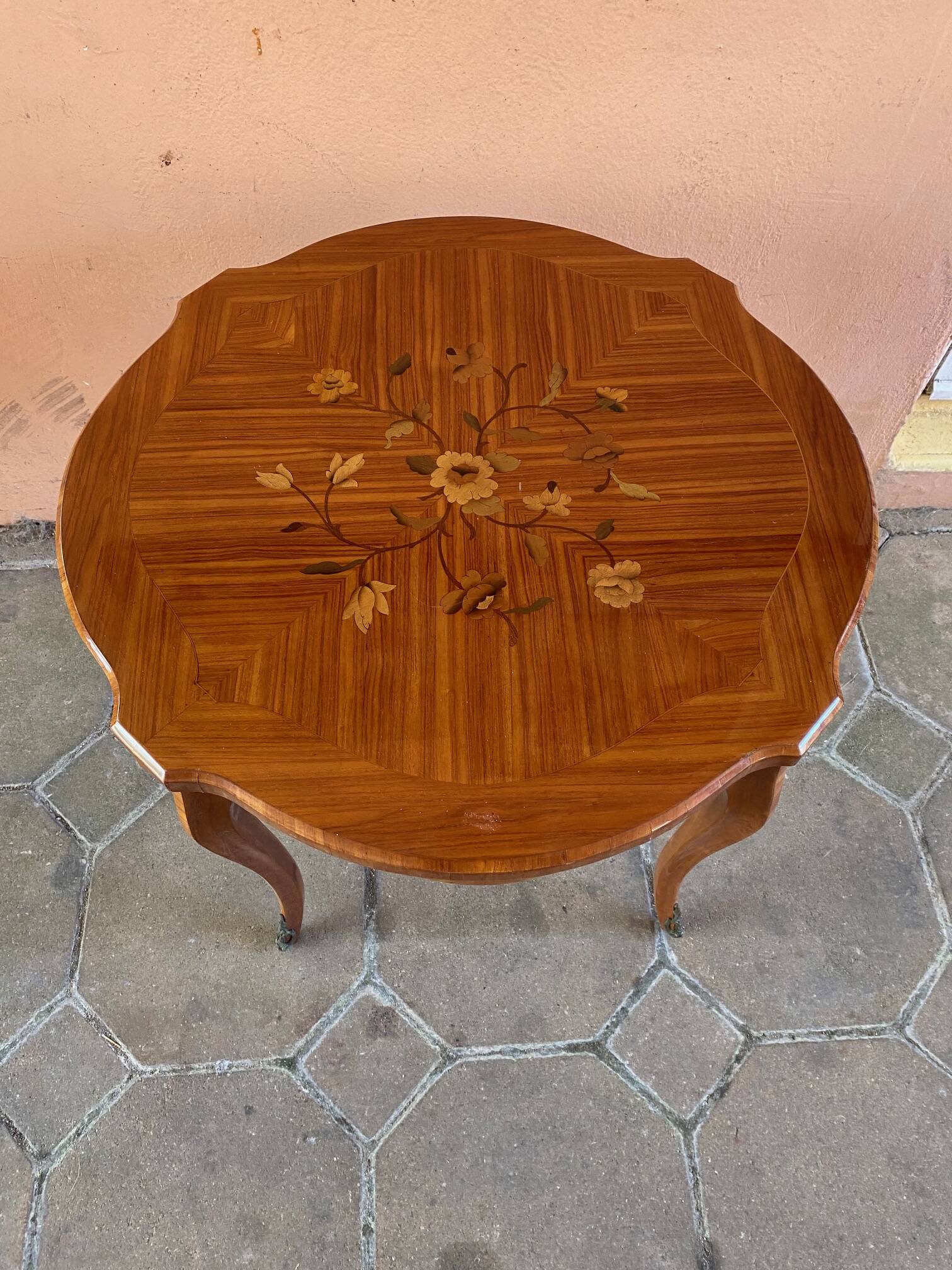 Louis xv style coffee table rosewood marquetry stamped skalski