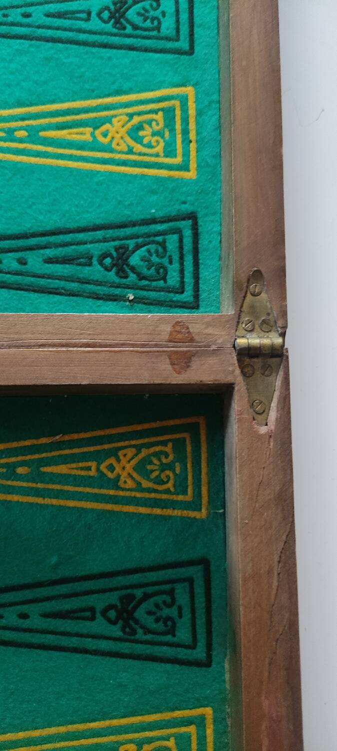 Large game box of backgammon, checkers