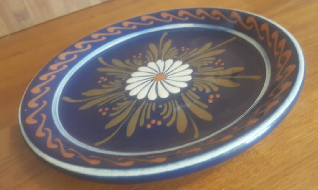Assiette décorative Alsace Soufflenheim bleue Diamètre 23 cm