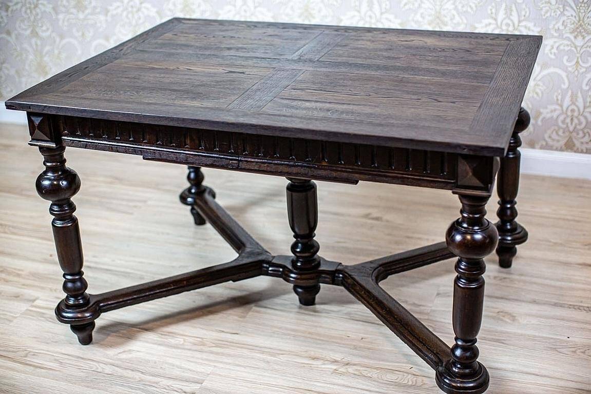 Antique Rectangular Oak Dining Table, 1890s
