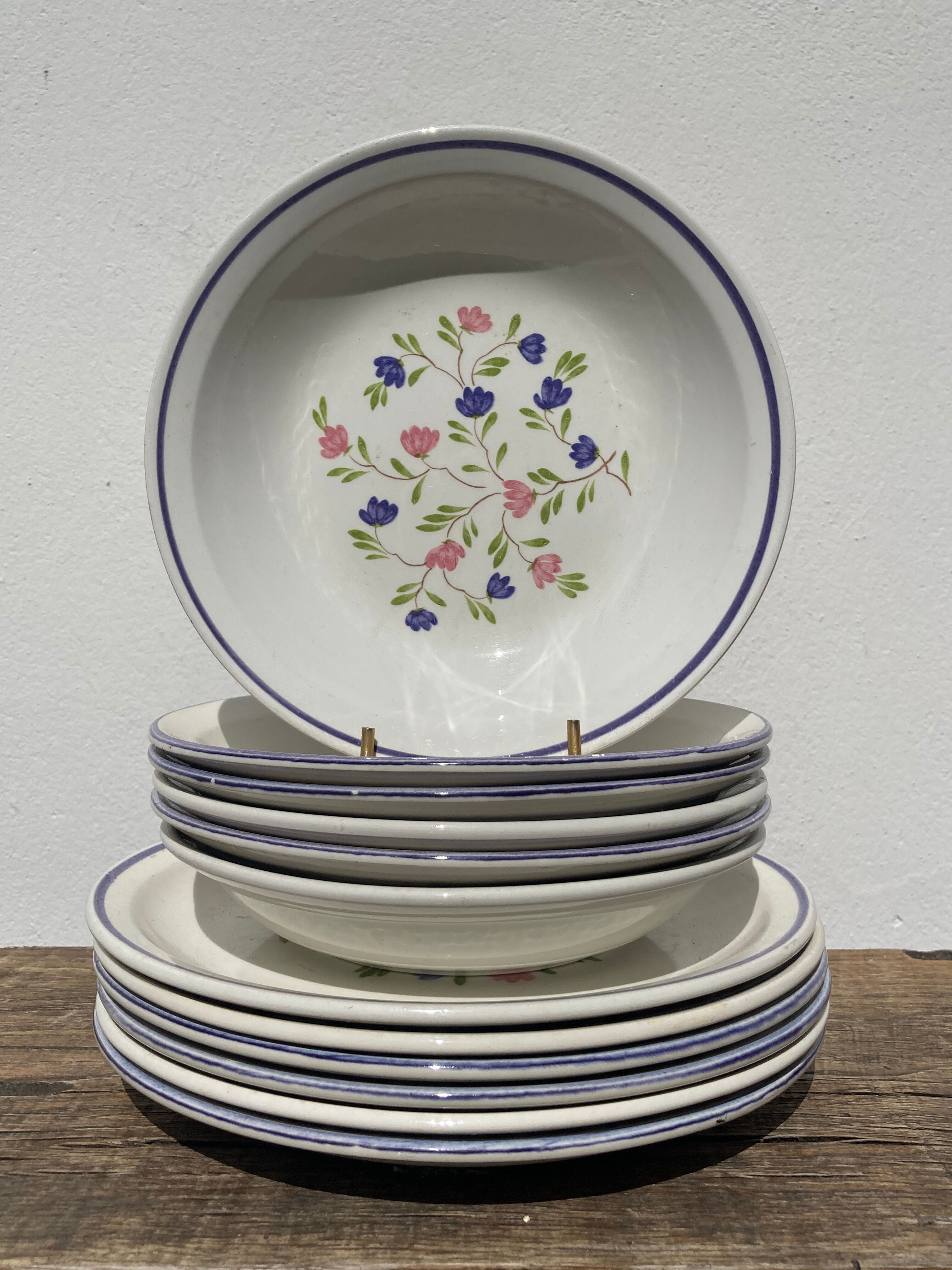 Plate service 6 people Moulin des loup décor grand feu