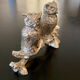 Duo of salt shaker and pepper owl shape in metal