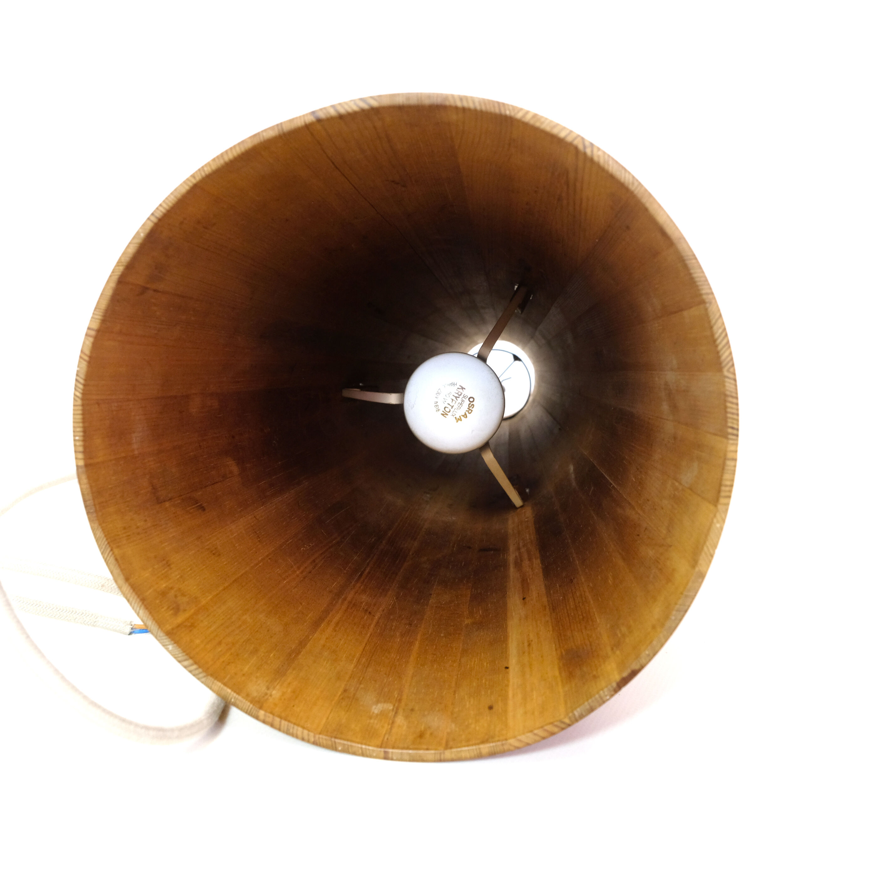 Jorgen Wolf, pine conical hanging lamp, 1960
