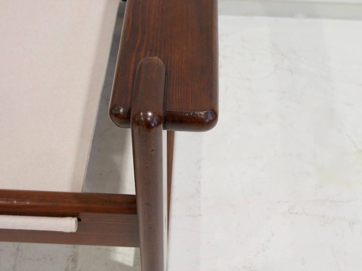 Brazilian walnut sofa and mid-century fabric