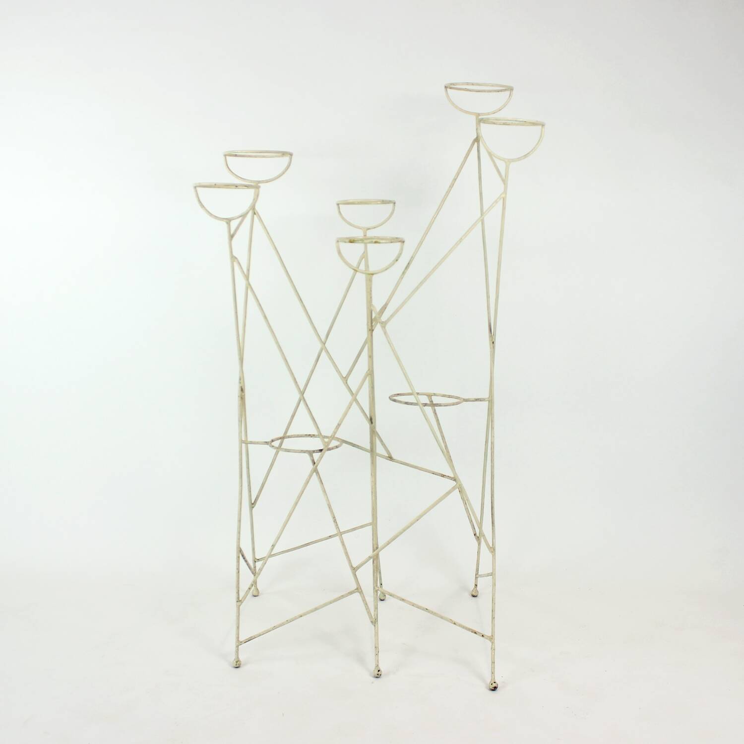 Large Mid Century Steel Plant Holder Stand, Czechoslovakia 1960s