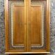 2 Door Wardrobe - Oak and Rattan - Compass Feet - Vintage 50/60's