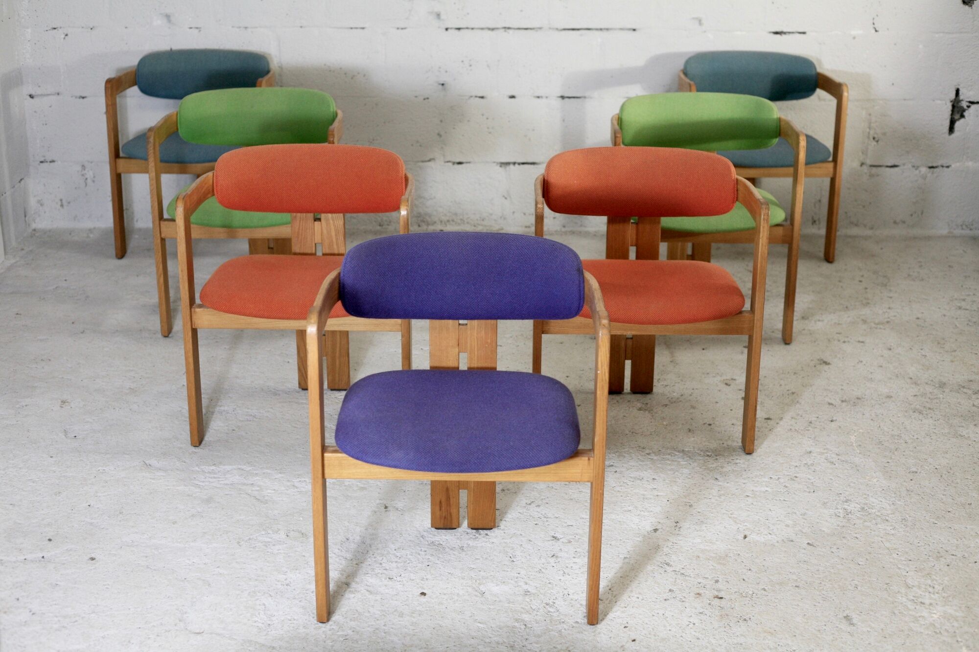 7 Chairs Pigreco by Tobia Scarpa, Gavina Edition, Italy, 50s