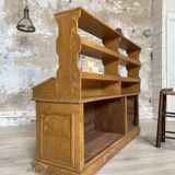 Wooden hardware cabinet painted with wood effect, circa 1940.