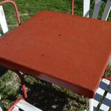 Table and four iron garden chairs from the 1950s