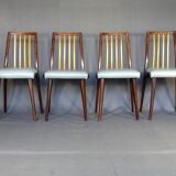 Set of 4 two-tone Thonet chairs from 1960, with grey leather seats.