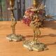Bougeoirs en bronze, héron , Art déco orientaliste