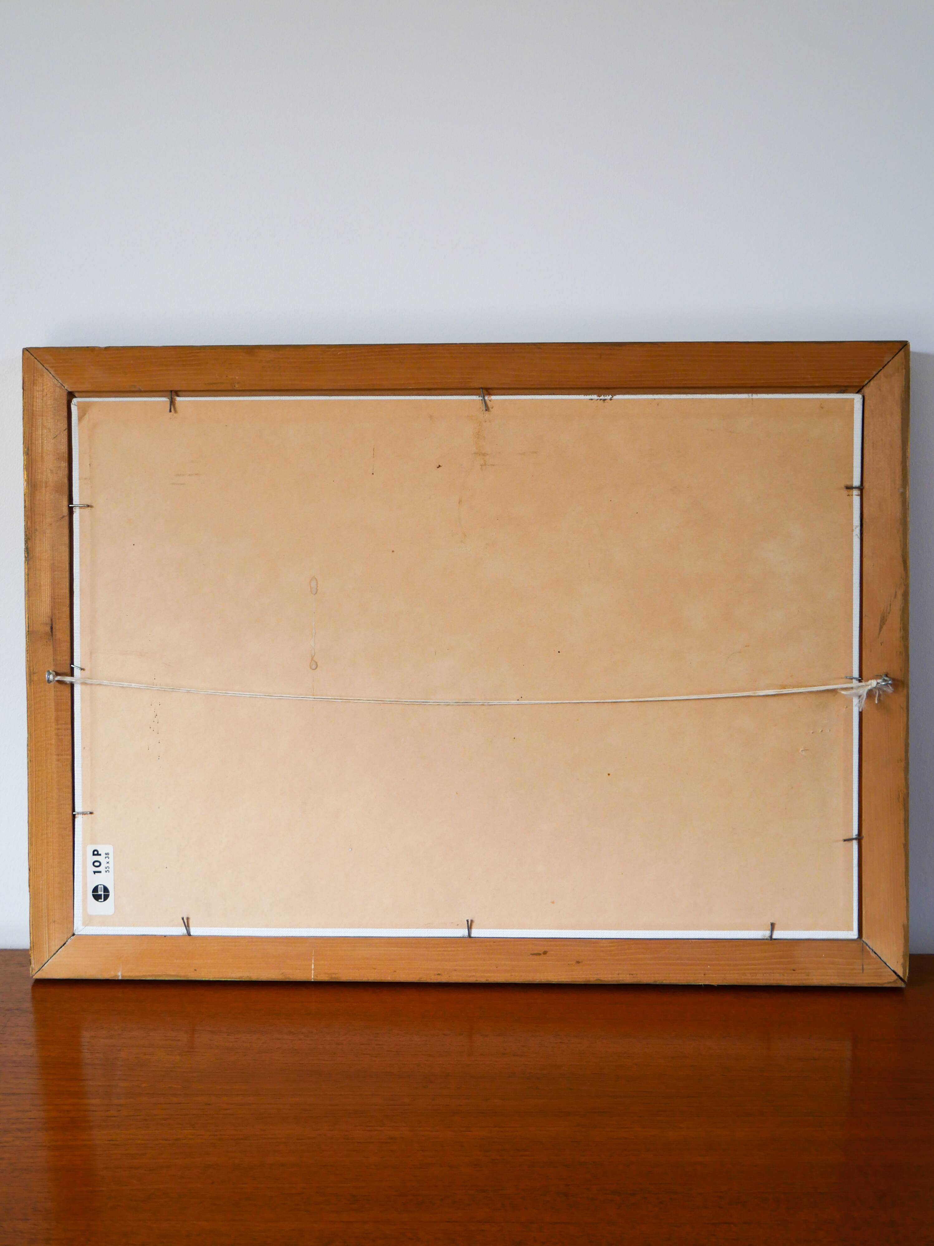 oil painting on panel still life red and blue bouquet 1950