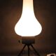 1960s Czech mid-century table lamp with sculptural glass shade and metal tripod