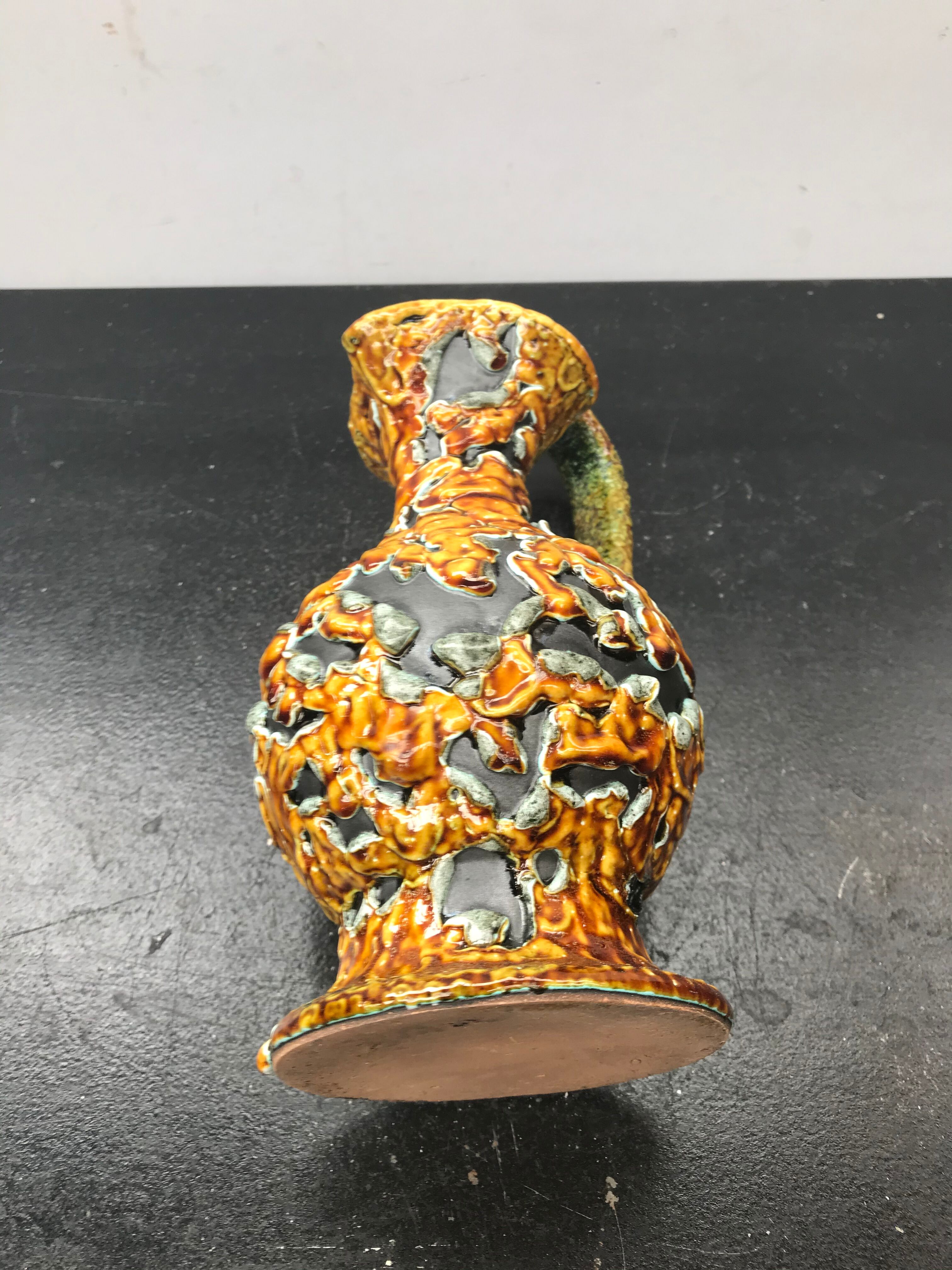 VASE EN CÉRAMIQUE Écume De Mer émaux Des Glaciers ? 21x11 Cm Vintage EUR 28,00 - FR