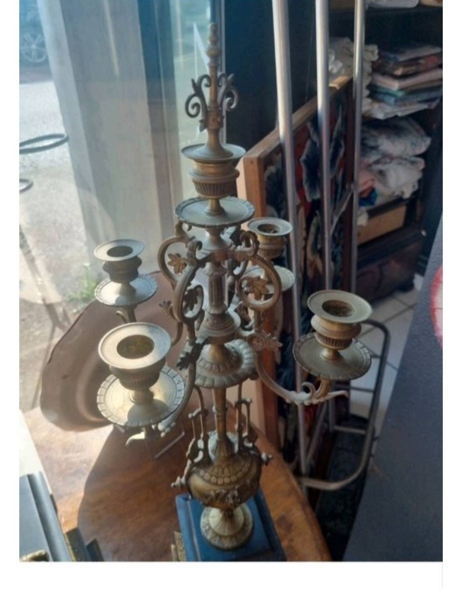 Antique bronze clock signed fireplace
