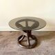 Coffee table in rattan and smoked glass 1970