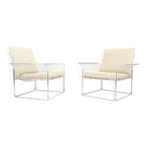 2 Retro Vintage Danish Wire Metal Lounge Chair Armchair Mid Century 70s 80s