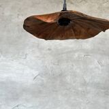 Small pendant light in corrugated teak leaf (Small D:30 H:20)