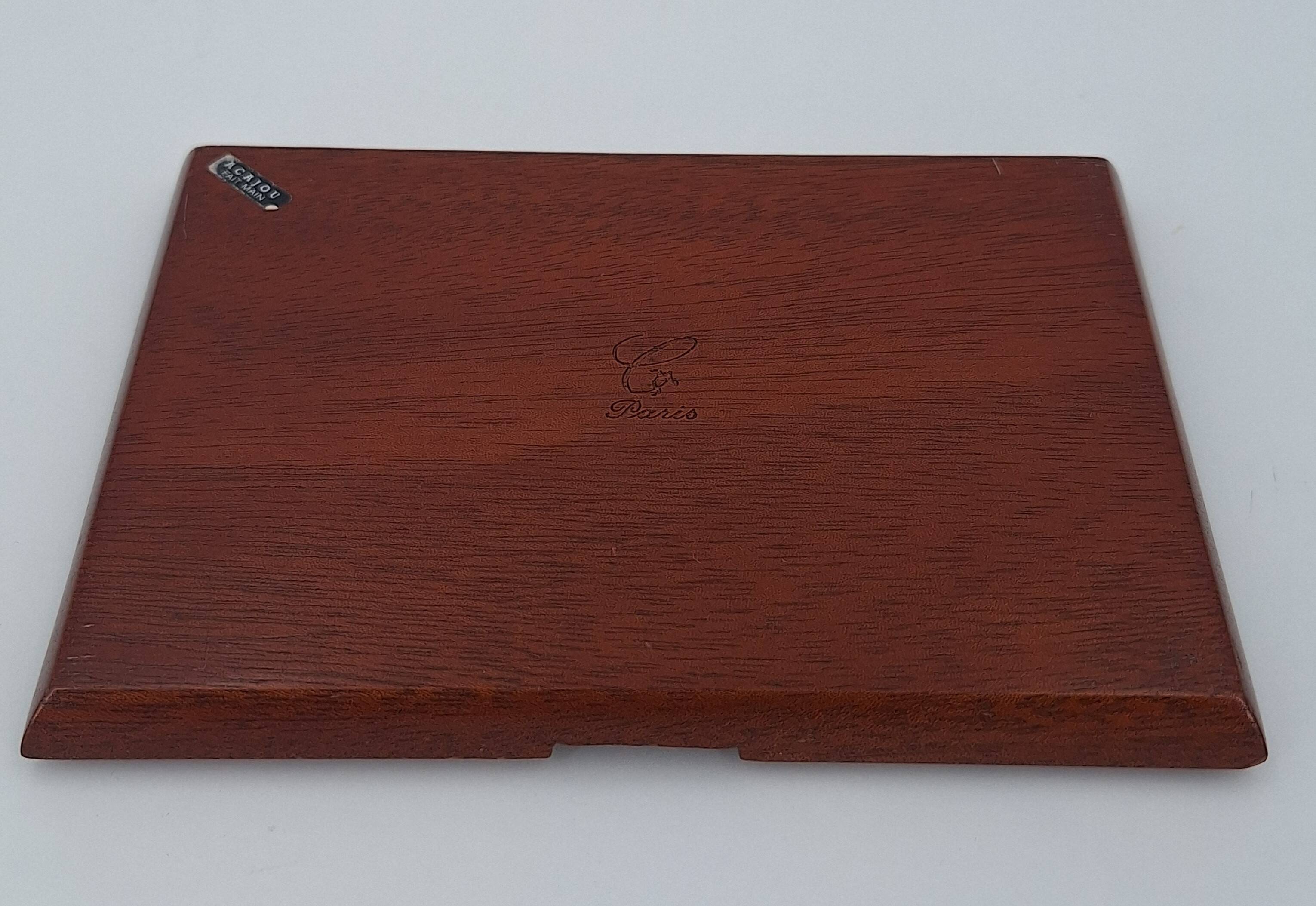 Small card holder tray in hollowed solid mahogany circa 1960 (dlg Noll) C in Paris