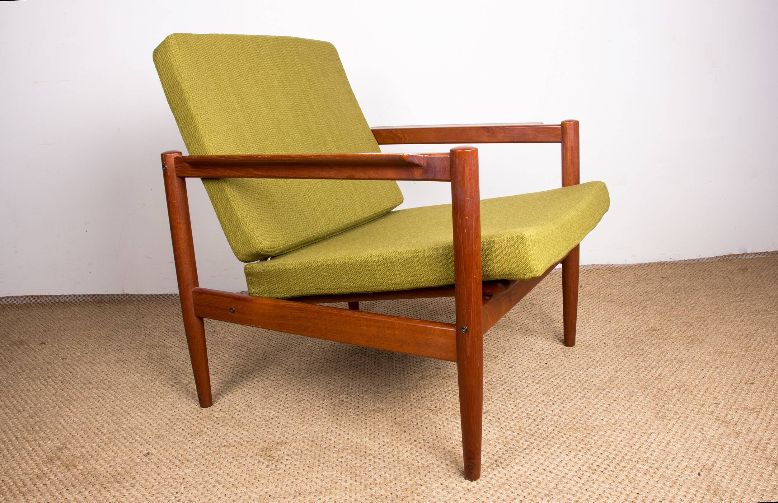 Danish Teak and fabric armchair by Børge Jensen & Sønner 1960.