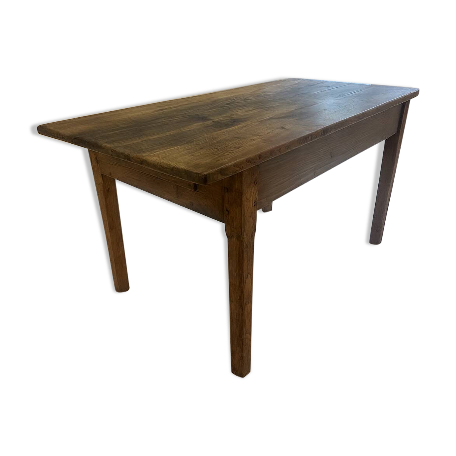 Compact rare rustic vintage solid wood farmhouse dining table.