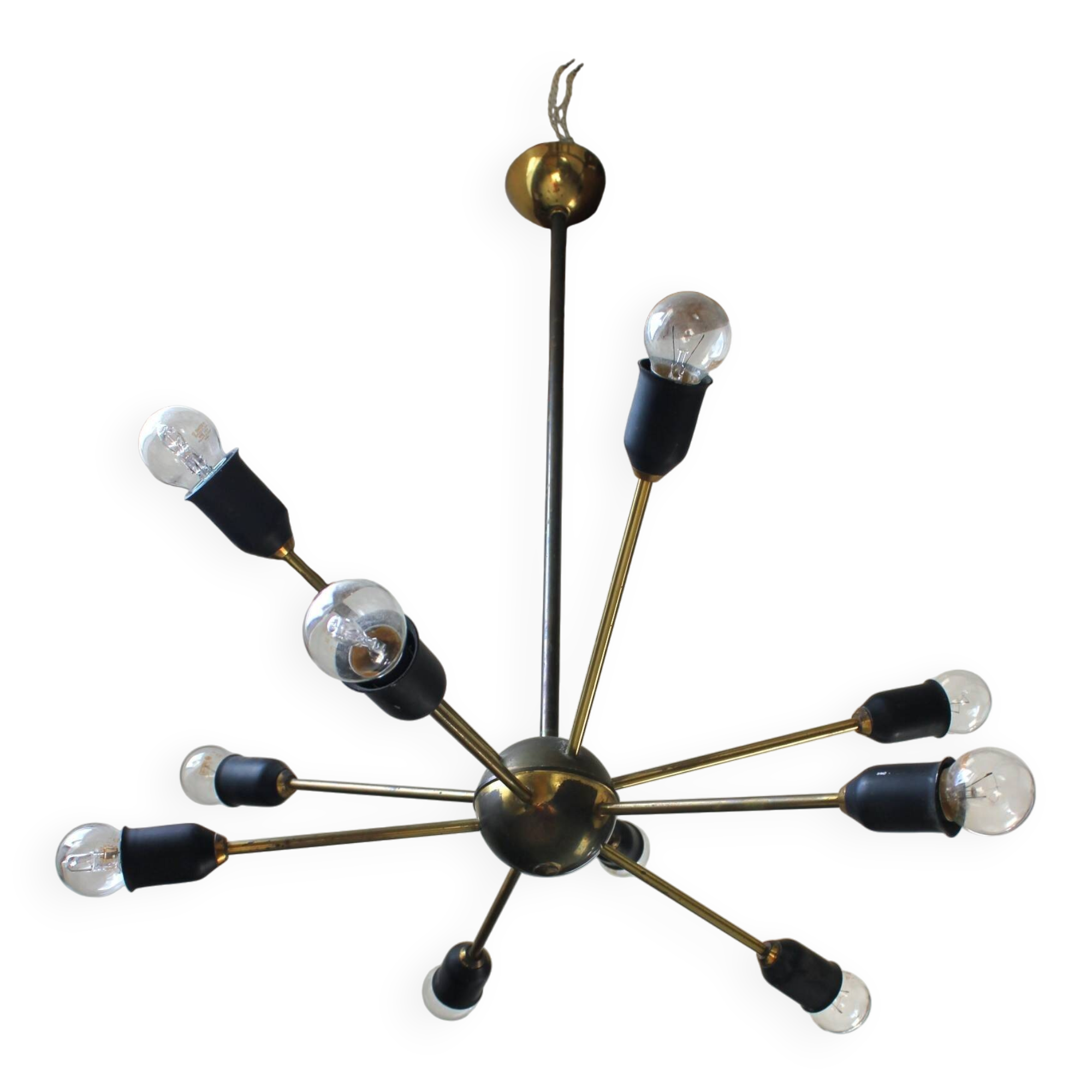 Lustre suspension Spoutnik vintage année 60 doré space age