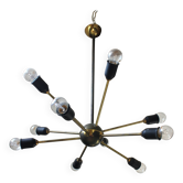 Sputnik vintage gold suspension light from the 1960s, space age.