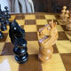 Chess set with wooden board and pieces
