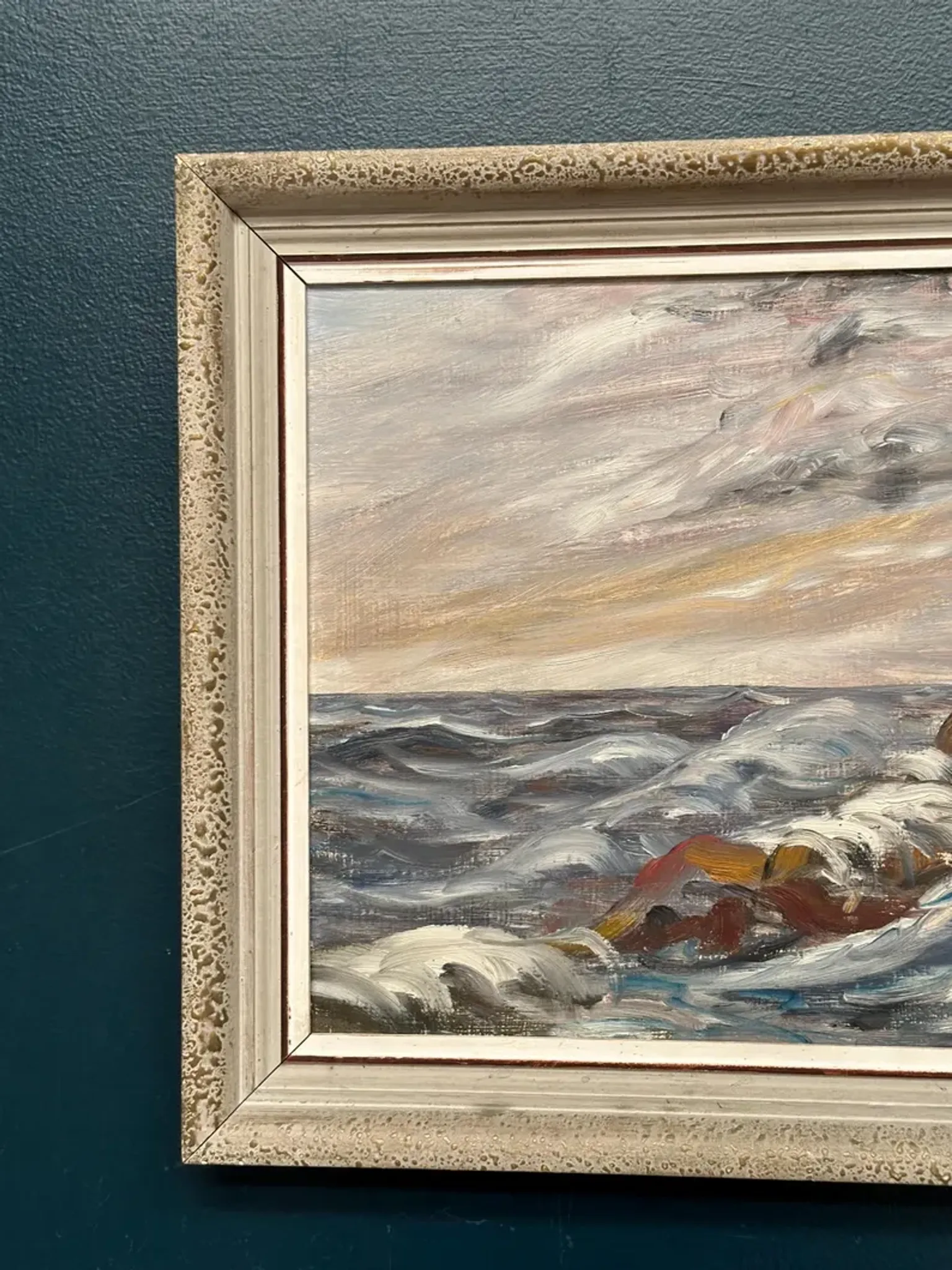 Oil on Canvas Original Swedish – 'Sea' by Holger Almquist – Signed – Vintage and Framed – 50 × 40 cm (19.7 in × 15.7 in)