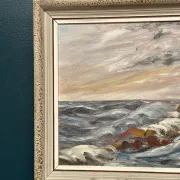 Oil on Canvas Original Swedish – 'Sea' by Holger Almquist – Signed – Vintage and Framed – 50 × 40 cm (19.7 in × 15.7 in)