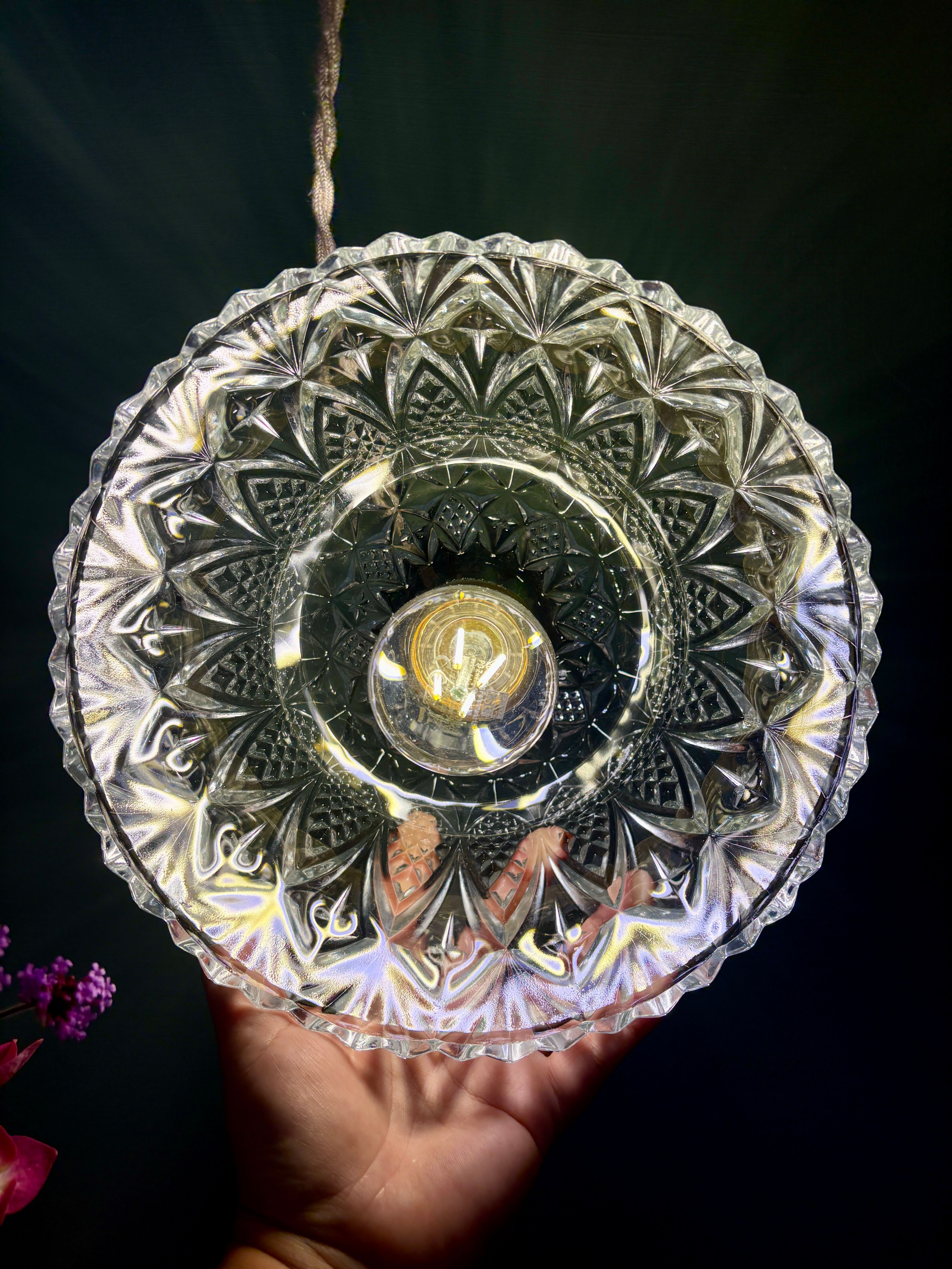 Vintage glass pendant light - tableware collection -