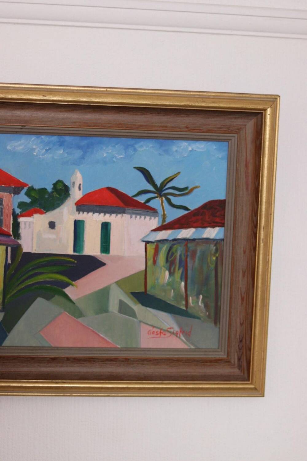 Original Swedish Oil on Canvas – “City View” by Gösta Sigfrid