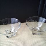 4 Vintage Glass Cups Grinded Decor